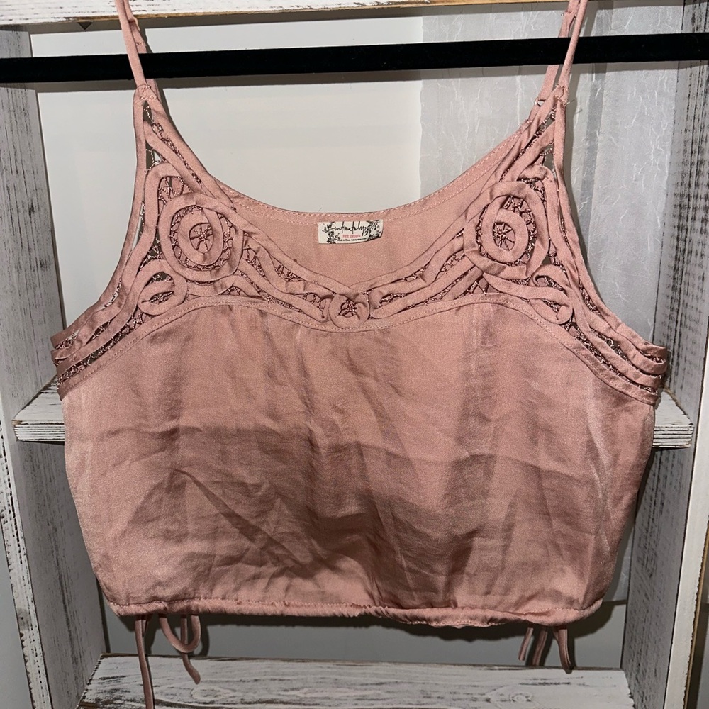 Elegant Pink Lace Trimmed Women's Top